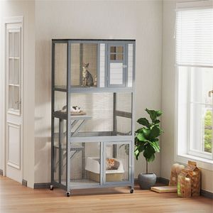 หอปีนป่ายสำหรับแมวกลางแจ้งพร้อมบันไดและดีไซน์บ้าน - Product Image 2