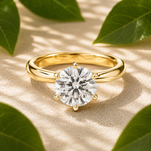 Bague solitaire halo caché en or massif 14 carats avec diamant rond de laboratoire certifié IGI 2,00 carats, bague de fiançailles classique, bijoux personnalisés - Product Image 1