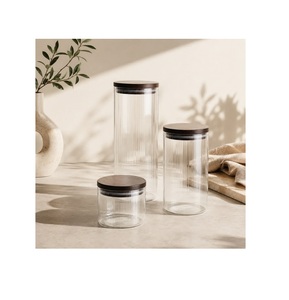 Élégant pot en verre avec couvercle en bois pour le rangement de la cuisine, l'organisation du garde-manger, récipient alimentaire réutilisable, décoration intérieure - Product Image 1