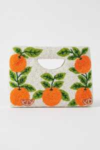 Bolso de Mano con Cuentas Hechas a Mano, Diseño Decorativo con Cuentas de Vidrio, Forma Rectangular, Color Naranja - Product Image 6