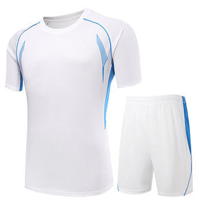 Ensemble de maillot de football bleu pour hommes, manches courtes, col rond, évacuation de l'humidité, respirant, séchage rapide, uniforme sportif bicolore - Product Image 4