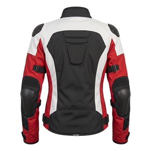 Blouson de moto pour femme KhumBro, manches longues, en PU, coupe-vent, color-block rouge, noir, blanc, toutes saisons, vêtements de course - Product Image 3