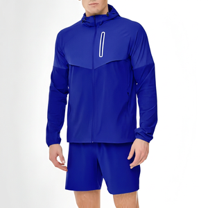 Men's Color Blocking Hooded <b>Track</b> Suit Sporty Quick Dry Polyester Spring Wear Set Custom Windbreaker Tracksuit Set Hooded <b>Jacket</b> - Product Image 5