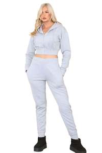 Ensemble de survêtement pour femmes, couleur unie, manches longues, capuche, fermeture à cordon, pantalon de jogging décontracté avec poches latérales, vêtements de printemps - Product Image 3