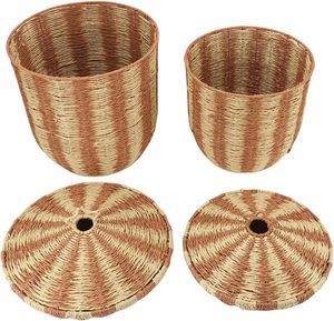 Cesto de Ropa Tejido de Cuerda de Papel Estilo Boho Circus con Tapa, Cesta de Almacenamiento de Papel Marrón para Juguetes, Ropa y Organización del Hogar, de Vietnam - Product Image 4