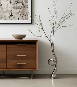 Vase à fleurs contemporain fait main en fer, écologique, pour la décoration intérieure des appartements et salons, vase de table de luxe - Product Image 2