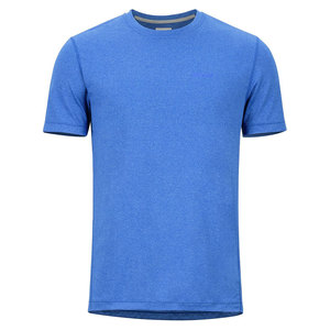 เสื้อยืดคอกลมแขนสั้นสีน้ำเงินสำหรับผู้ชาย ทรงปกติ สีพื้น ผ้าเจอร์ซีย์ถัก ระบายอากาศได้ดี ผลิตจากโพลีเอสเตอร์ 100% - Product Image 1