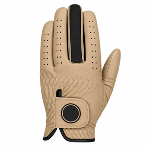 Guante de golf para mano derecha, cuero genuino, transpirable, antideslizante, correa de muñeca ajustable, cierre unisex con gancho y bucle - Product Image 1