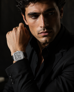 Luxury Square Diamond <b>Watch</b> with Roman Dial Mechanical Movement White Gold <b>Case</b> Moissanite Band - Product Image 2
