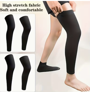 HAWK SPORTS INDUSTRIES Manchons de compression souples antidérapants pour les jambes, mélange de spandex, unisexe, respirants, gris et noir, toutes tailles - Product Image 2