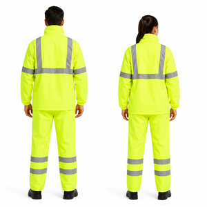 Ensemble de vêtements de travail haute visibilité 2026 : veste et pantalon imperméables réfléchissants unisexe pour la pluie - Product Image 2