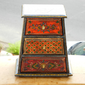 Hand-Painted Indian-Style <b>Wooden</b> Jewelry Organizer Bohemian Trinket Box Handmade Storage <b>Drawer</b> for Wardrobe Living Room <b>Desk</b> - Product Image 5