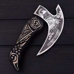 Hacha de Pizza de Acero con Alto Contenido de Carbono, Estilo Vikingo, Mango de Madera de Palisandro, Diseño para Partir Corazones, Grado Industrial, DIY, Venta Caliente 10 - Product Image 1