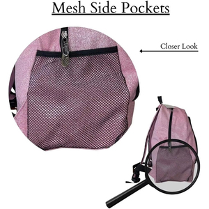 Pink <b>Glitter</b> Backpack with Mesh Side Pockets and Zippered Main Compartment Lightweight Daily Use School Travel <b>Bag</b> - Product Image 6