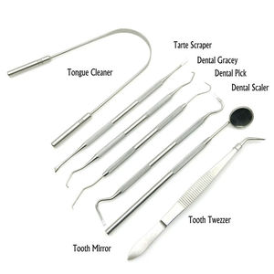 Juego de 7 Piezas de Acero Inoxidable para Examen Dental: Raspador de Sarro, Limpiador de Lengua, Palillos Dentales, Pinzas, Espejo, Shuja Quirúrgico - Product Image 2