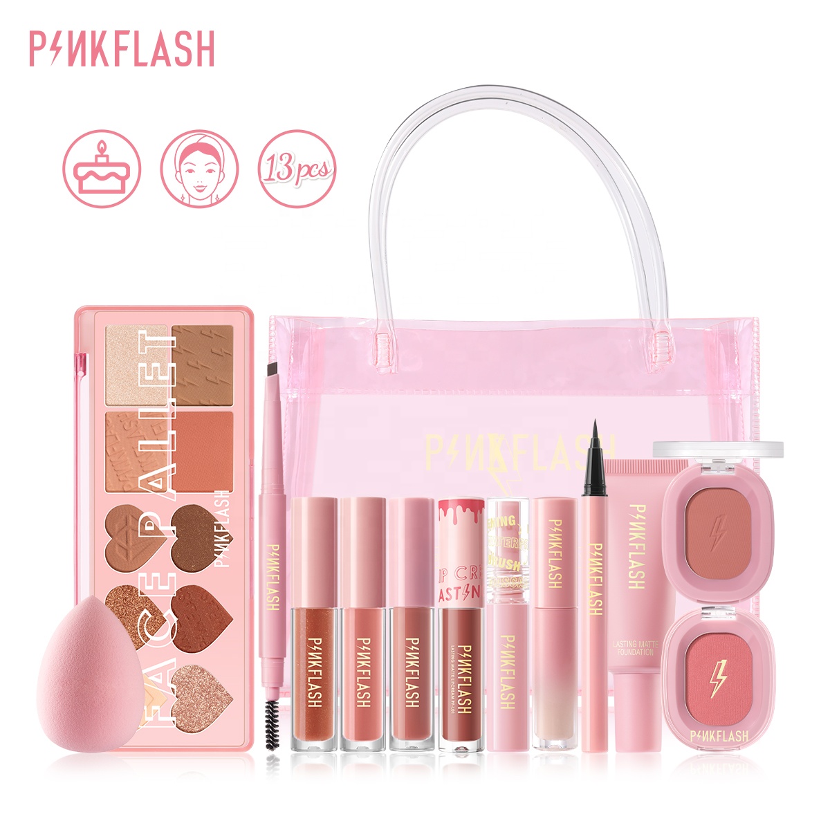 Pinkflash - Conjuntos de maquiagem cosmética para maquiagem facial completa, tudo em um com base