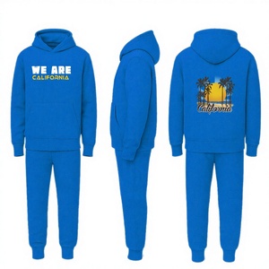 Ensemble de survêtement bleu pour homme avec logo personnalisé We Are California – Style USA, sweat-shirt et pantalon décontractés pour le sport - Product Image 1