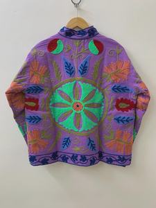 Chaqueta corta bordada de algodón floral Suzani Abrigo Suzani Chaqueta corta bordada Suzani - Product Image 3