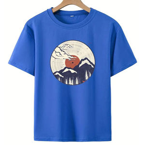 High Quality 100% Cotton Men's Boxy T-Shirt Wholesale Short Sleeves Classic Breathable Style Solid Pattern High Street Canvas - Product Image 1