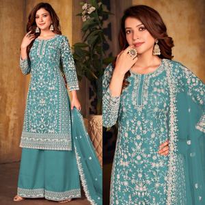 ชุดสัลวาร์ คามีซ ผ้าเน็ตสำหรับผู้หญิง ยี่ห้อฟาเตมา แฟชั่น ขายดี พร้อมผ้าคลุมไหล่แฟนซี เหมาะสำหรับงานแต่งงาน งานปาร์ตี้ งานเทศกาล โอกาสพิเศษ ผู้ส่งออกสินค้าอินเดีย - Product Image 3