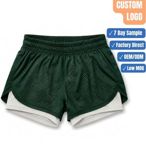 Curved Side Slit Hem 150GSM 2 in 1 Mesh Street Sport Shorts Compression OEM Wholesale - Product Image 1