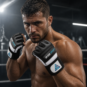 Guantes de Entrenamiento sin Dedos de Piel Sintética PU Transpirable en Blanco y Negro, Nudillos Acolchados, Soporte de Muñeca Ajustable, Unisex, para Boxeo - Product Image 6