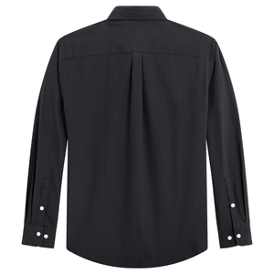 Chemise habillée noire unie pour homme, manches longues, coton premium, coupe moderne, infroissable et durable - Product Image 2