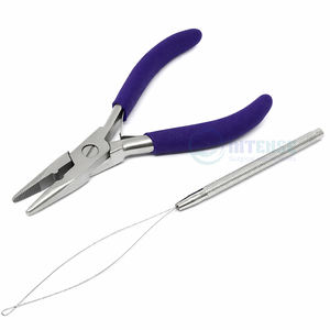 Pince à cheveux de 5 pouces avec mâchoire dentée de 3,4 mm et poignée bleue, avec aiguille à crochet - Product Image 6