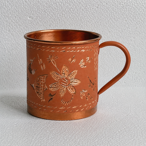 Taza de Café de Cobre Puro Hecha a Mano, 350 ml, Diseño Floral Martillado, Taza para Agua, Taza Ayurvédica para Beber, Taza para Té y Café, Regalo Hecho a Mano - Product Image 2