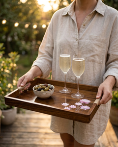 Unique Floral Printed Wooden Tray Food Safe Decorative Serving Tray Classic Dining <b>Tableware</b> Wholesale Factory Price for FBA Sel - Product Image 5