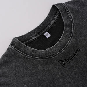 Camisetas de Algodón 220g para Hombre, Lavado Ácido, Cuello Redondo, Manga Regular, Impresión Serigrafiada, 100% Jersey de Algodón - Product Image 4