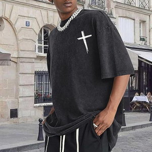 T-shirt surdimensionné pour homme Jesus The Ultimate Deadlifter, noir, manches courtes, style streetwear, imprimé graphique, col rond, jersey en coton - Product Image 5