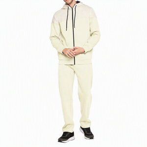 Precio al por mayor: Chándal liso para hombre con cremallera, sudadera con capucha de poliéster acanalado, chándal de entrenamiento de secado rápido para hombre - Product Image 1