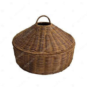 Cesta de Almacenamiento Redonda Rústica de Mimbre con Tapa, Cesta Organizadora de Mimbre Tejida a Mano, Cesta para Artículos del Hogar, Pan y Frutas - Product Image 3