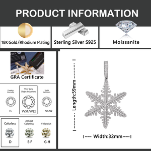 Pendentif flocon de neige en argent 925 plaqué or 18 carats avec cristaux de strass, bijoux de luxe unisexe - Product Image 4