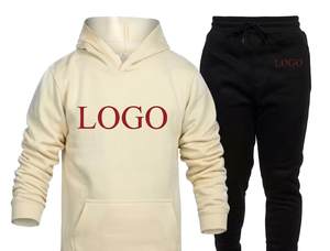 Conjunto Deportivo Personalizado Unisex de Algodón, Sudadera con Capucha y Pantalones Deportivos, Color Sólido, Impresión de Logotipo, Transpirable, Informal, para Otoño, con Cordón Ajustable - Product Image 3
