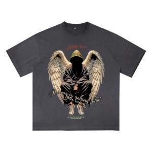 Camiseta de Gran Tamaño para Hombre, 230 g/m², 100% Algodón, Lavada con Ácido, con Estampado Gráfico, Estilo Vintage, Logotipo Personalizado, Venta al Por Mayor del Fabricante - Product Image 4