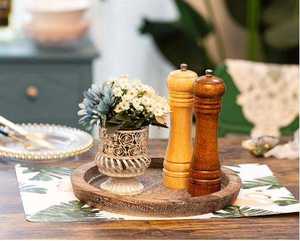 Rustic Wooden Serving Tray Round <b>Coffee</b> <b>Table</b> Decorative Candle Holder Base <b>Small</b> Wooden for Home Decor - Product Image 3