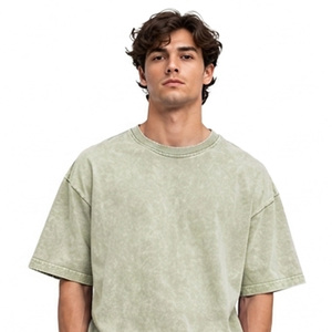 เสื้อยืดโอเวอร์ไซส์ผู้ชาย ผ้าฝ้าย 100% แขนสั้น คอกลม สตรีทแวร์ เสื้อผ้าลำลอง เสื้อผ้าสั่งทำ เสื้อยืดแฟชั่น ล้างสีแบบแอซิดวอช - Product Image 4