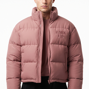 Men's Winter Padded <b>Jacket</b> <b>Cropped</b> Thick Quilted <b>Puffer</b> Coat High Collar Warm Casual Streetwear Outerwear Custom Fashion Design - Product Image 1