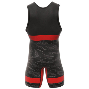 <b>Men</b> <b>Wrestling</b> <b>Singlet</b> Sleeveless Fitted Spandex Polyester Quick Dry Moisture Wicking Breathable Stretch Red Trim Design Front - Product Image 2