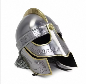 Casco Vikingo CH de Lobo Plateado, Casco de Caballero Medieval Hecho a Mano de Metal Pulido con Detalles de Malla, Decoración Antigua, Regalo de Disfraz - Product Image 2