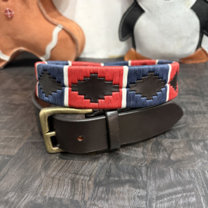 Handmade Polo <b>Belt</b> Genuine Leather Embroidered Woven <b>Belt</b> Unisex Casual Equestrian Style <b>Belt</b> with Antique Brass Buckle - Product Image 2