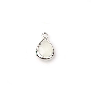 Rainbow Moonstone Teardrop Pendant Silver Plated Brass Faceted Pear Shape Gemstone Charm for DIY Jewelry Making <b>Necklace</b> - Product Image 1