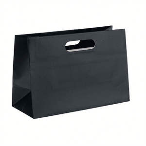 Sac cadeau de luxe bleu marine en papier avec poignées en ruban de satin – Sac de shopping haut de gamme pour emballage de boutique et de vente au détail - Product Image 4
