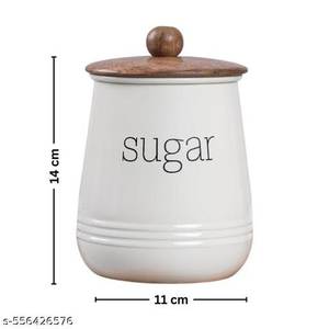 Ceramic Salt Container With Wooden Lid And Spoon Minimalist <b>Kitchen</b> <b>Storage</b> Airtight Design Handcrafted - Product Image 2