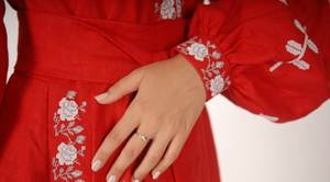 Robe longue décontractée 100 % coton faite à la main pour femme, broderie machine, ceinture, bouton, col chinois, manches courtes, émeraude, sexy, vente en gros - Product Image 6