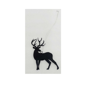 <b>Black</b> Silhouette Deer Hanging Ornament Decorative Antler Deer with <b>String</b> for Christmas, Holiday & Nature Inspired Décor - Product Image 1