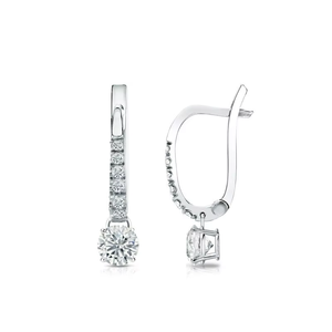 14K White Gold Natural <b>Diamond</b> Drop <b>Earrings</b> | Brilliant Cut <b>Dangle</b> Fine Jewelry | Elegant Women's Children's Anniversary Gift - Product Image 3