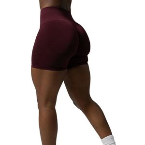 <b>Womens</b> Burgundy High Waist Gymwear <b>Shorts</b> Stretch <b>Compression</b> Fitness Workout Training Yoga Activewear Performance Wear - Product Image 2